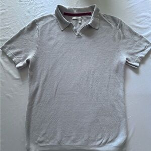 Hawker Rye White Knit Polo Shirt Men L Textured Sweater